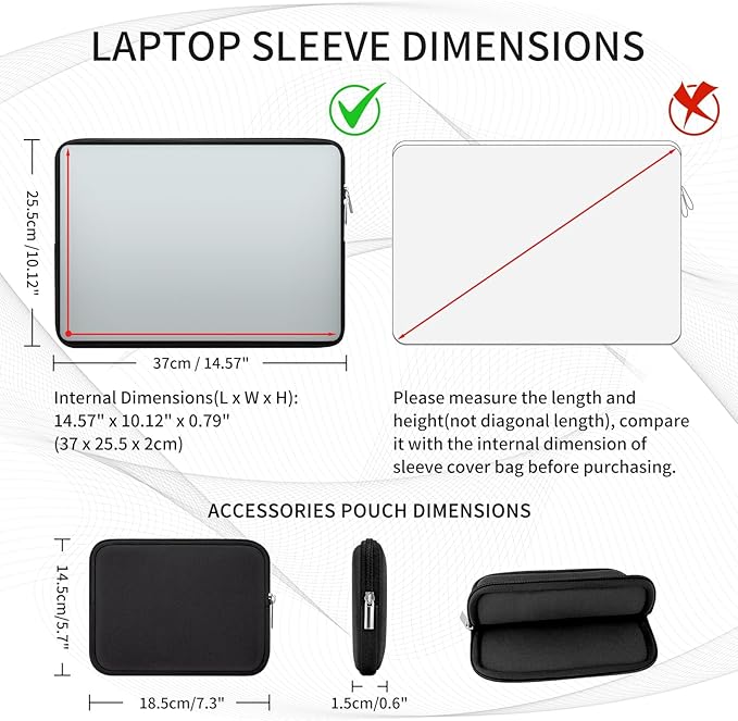 RAINYEAR 16 Inch Laptop Sleeve Protective Soft Case with Accessories Pouch, Specially Compatible with 16" MacBook Pro M1 M2 M3 M4 Pro/Max A2141 A2485 A2780 A2991 A3403 A3186 (Black,Upgraded Version)