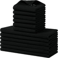 Homaxy 100% Cotton Kitchen Towels and Dishcloths Set, 12 x 12 Inches and 13 x 28 Inches, Set of 12 Bulk Kitchen Towels Set, Ultra Soft Absorbent Dish Cloths for Washing Dishes, Black