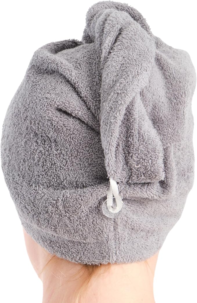 Seritaine Hair Towel Wrap for Women 2 Pack – 100% Turkish Cotton Turban for Wet Hair Quick Dry – Soft & Gentle Head Towel Cap– Soft and Absorbent Cotton - 10x26 inch