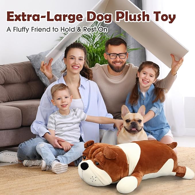 Vertintong 39.4'' Huggable Dog Plush, Cute Stuffed Animal, Soft Adorable Cuddle Companion for Kids Adults Boys and Girls, Plush Pillow Gift for Birthdays & Holidays
