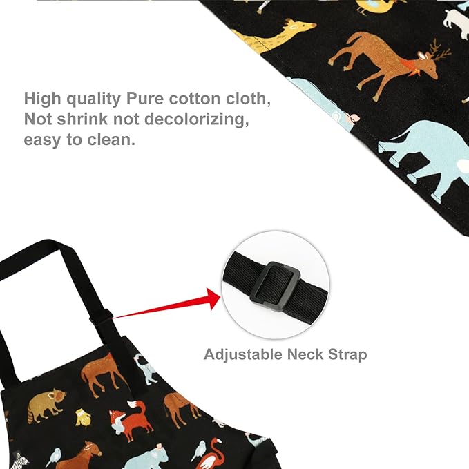 Jennice House Kids Aprons, Cotton Children Aprons with Adjustable Neck Strap Child Chef Aprons