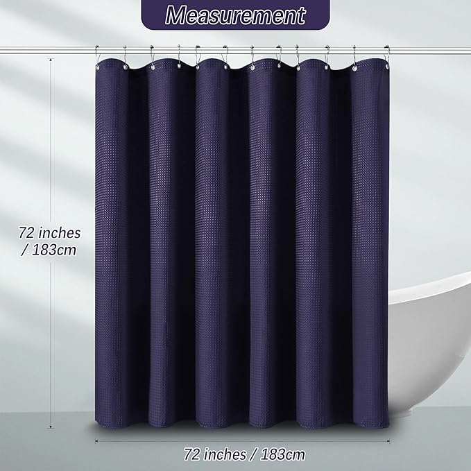 PANGSINNE Purple Shower Curtain - Waffle Weave Fabric Heavy Duty Shower Curtain for Bathroom, Water Repellent Weighted 256GSM Hotel Quality Machine Washable Bath Curtains with 12 Hooks, 72Wx72H