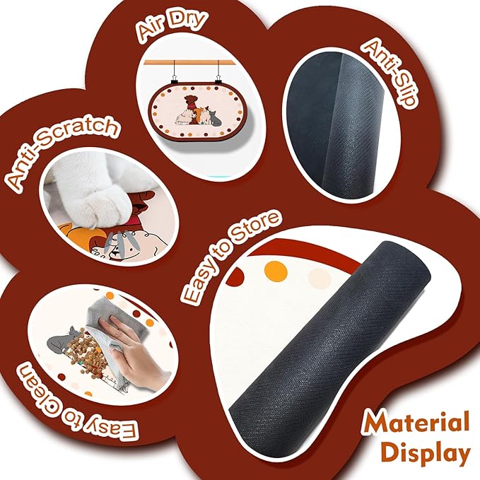 METEOROCK Dog Food Mat 20''x12'', Small Pet Feeding Mat, Non-Slip Rubber Pet Food Mat, Absorbent Cat Dog Water Bowl Mat for Messy Drinkers, Dog Bowl Placemat for Food and Water, Cat Dog