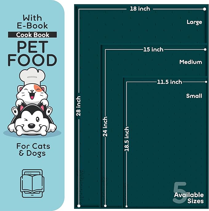 PetHappily Dog Food Mat - Raised Edges Dogs Mat for Food and Water Prevent Spill, Waterproof Cat Food Mats Protect Floors, Easy Clean Dog Bowl Mats for Food and Water, Silicone Pet Food Tray