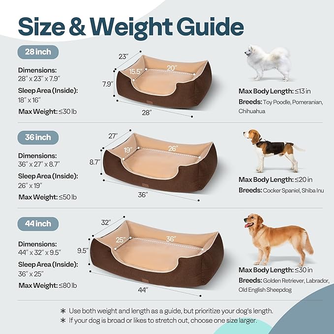 MellowMates Orthopedic Medium Sized Dog Bed with Removable Washable Cover, Waterproof & Non-Slip Base, Cat Couch Sofa, Comfortable Pet Bed with Cooling/Warming, Dual-Layer Interior Padding, 28 Inch