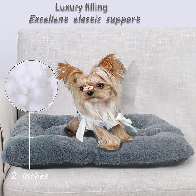 Dog Crate Bed 18 x 12 Washable Dog Beds for XX-Small Dogs Deluxe Thick Soft Fluffy Comfy Kennel Pad Anti-Slip & Anti-Scratch Pet Sleeping Mat for Cats and Extra Small Dogs Breeds,18 Inch,Dark Grey