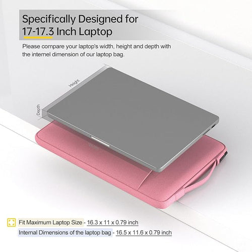 17 17.3 Inch Laptop Bag for Women, Carrying Computer Notebook Sleeve Case for Acer Chromebook 17/ Dell Inspiron/MSI/HP Envy Pavilion/ASUS/Lenovo IdeaPad College School Office Travel,Pink