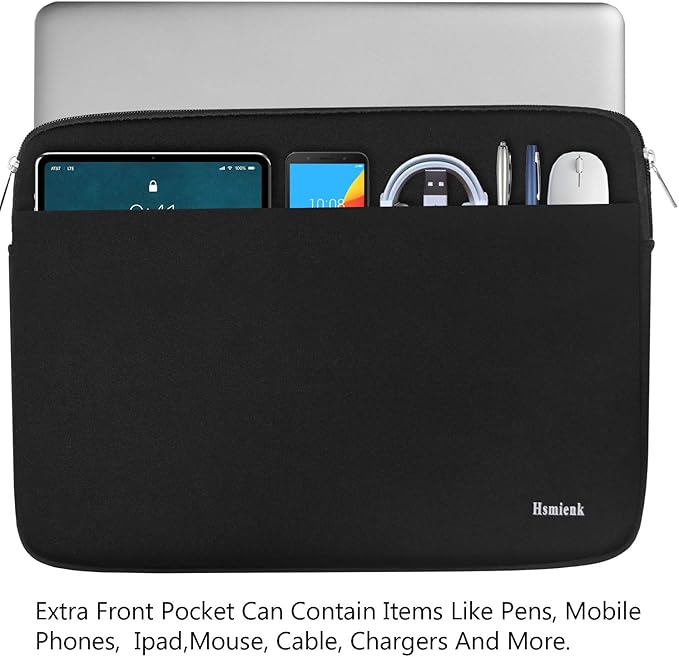 Laptop Case 17 Inch, Durable Shockproof Protective Notebook Sleeve with Accessory Pocket, Briefcase Carrying Bag Laptop Case Compatible with 17-17.3 Inch Computer, Notebook, Black