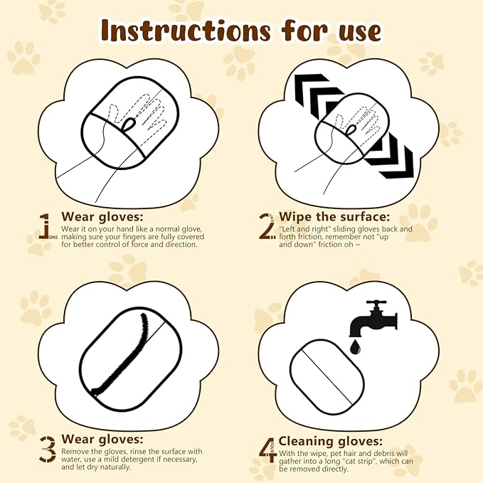KLIFE Magic Brush Pet Hair, Newly Upgraded Reusable Electrostatic Pet Hair Remover Glove, Cat & Dog Hair Remover for Couch Furniture, Carpet, Curtain, 2Pcs