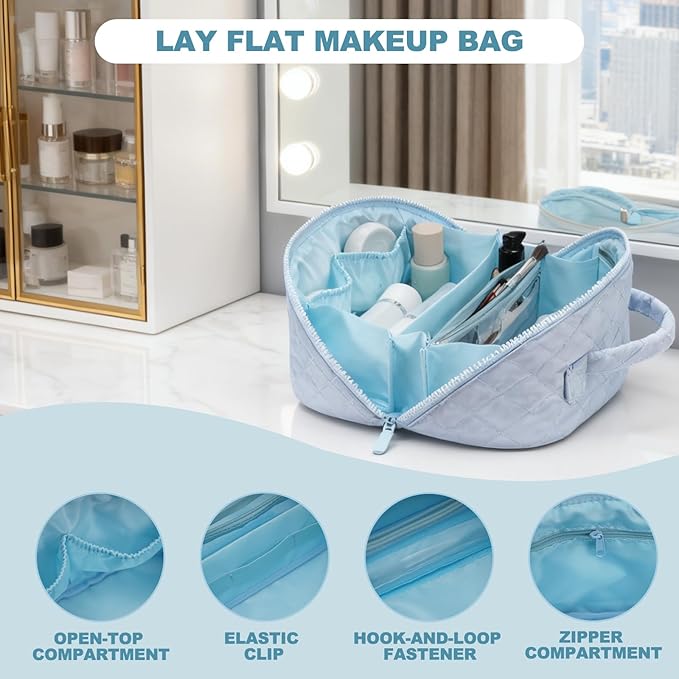 SXS LACONIC Makeup Bag,Quilted Puffer Cosmetic Bags,Travel Toiletry Bag for Women,Large Capacity Waterproof Make up Bag Set