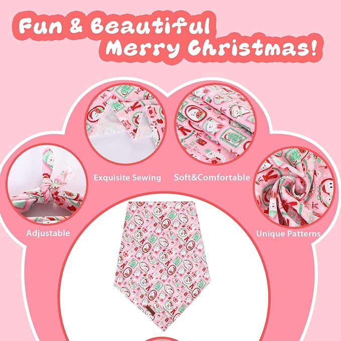 UP URARA PUP Christmas Dog Bandana–Adorable Happy Snowman Triangle Scarf for Small Medium Large Dogs, Soft Cotton Pet Bib for Winter & New Year, Adjustable Dog Kerchief