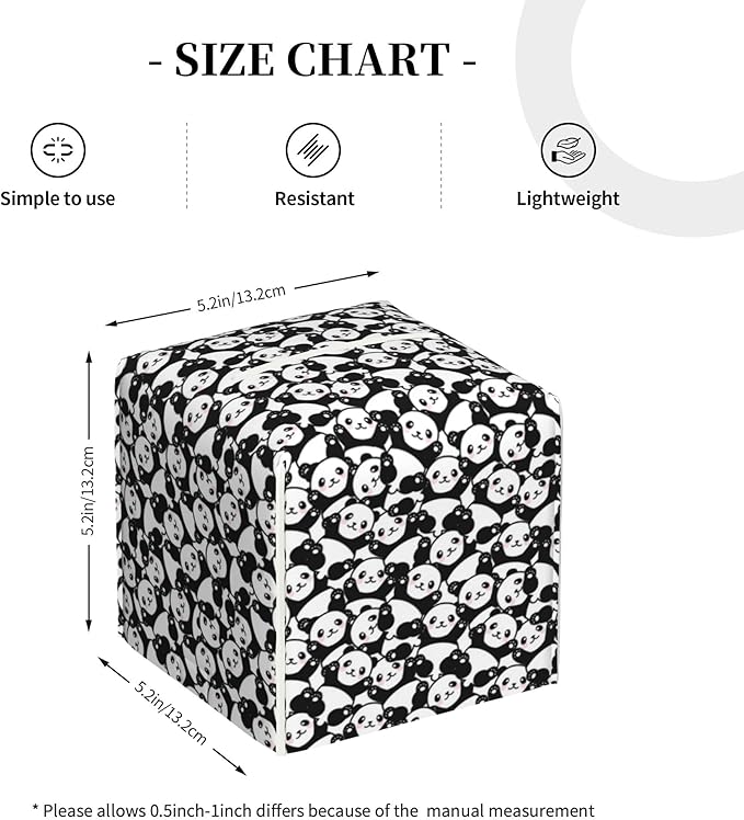 POIUBLE Cute Panda Tissue Box Cover Leather Tissue Box Holder Square Facial Paper Organizer Dispenser for Bathroom Kitchen Bedroom Vanity Countertop Night Stands