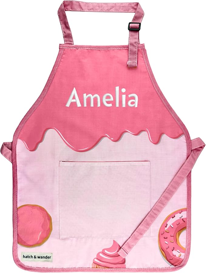 hatch & wander Kids Apron | Fun Kids Aprons for Cooking or Gardening | 4 Fun Designs & 2 Sizes | Kids Painting Apron