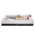 PetFun Giant Memory Foam Human Dog Bed for Adults People Fits Pet Families Extra Large Orthopedic Dog Beds with Sides, Washable Bolster Pet Bed Couch with Removable Cover, 70x50x13 Inch, Beige