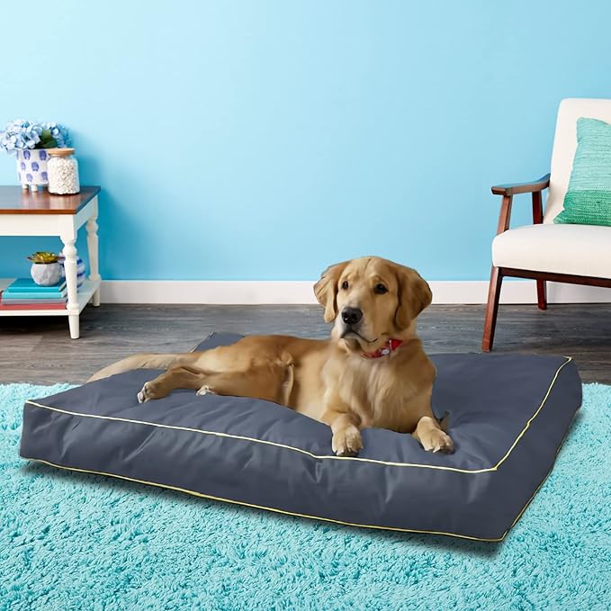 Dalema Dog Bed Cover,Waterproof Tough Plastic DIY Pet Bed Cover,Non Stick Hair Easy to Clean Rectangular Fillable Dog Bed Covers with Zipper(Dark Grey,36" L x 27" W x 4" Th,Cover Only)