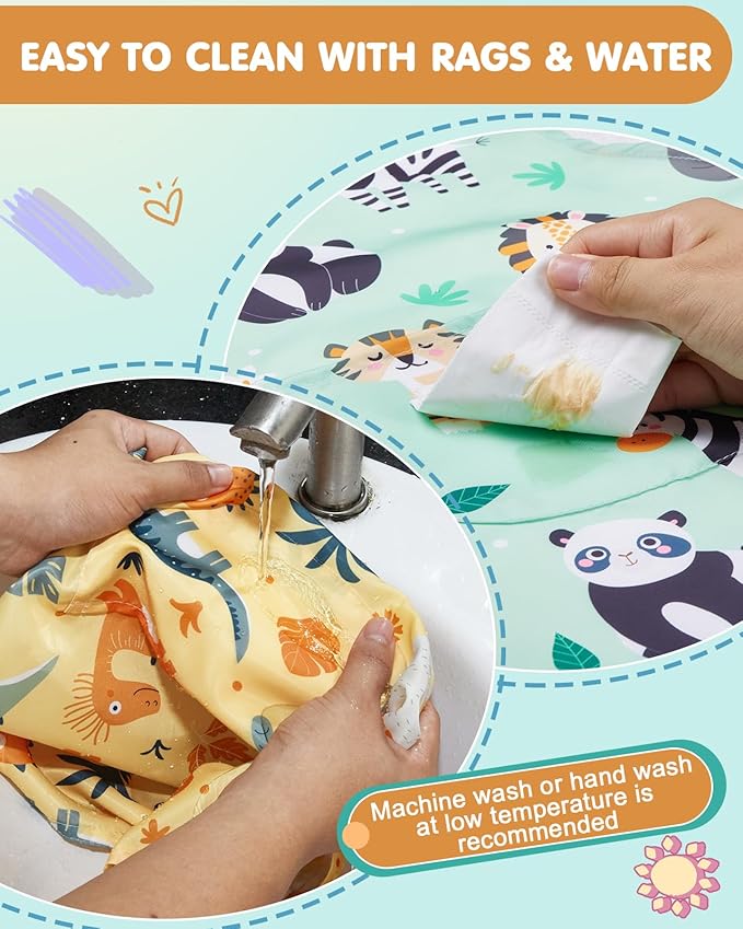 Lictin 2 Pack Kids Apron Girls Boys for Cooking, Waterproof Art Apron with Pockets for Kids Painting Cooking Baking