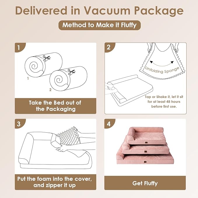 EHEYCIGA Large Dog Bed Memory Foam for Crate, Orthopedic Dog Bed Large Size Dogs with Washable Removable Cover, Waterproof Pet Sofa Couch with Nonskid Bottom, 35x22x6, Pink