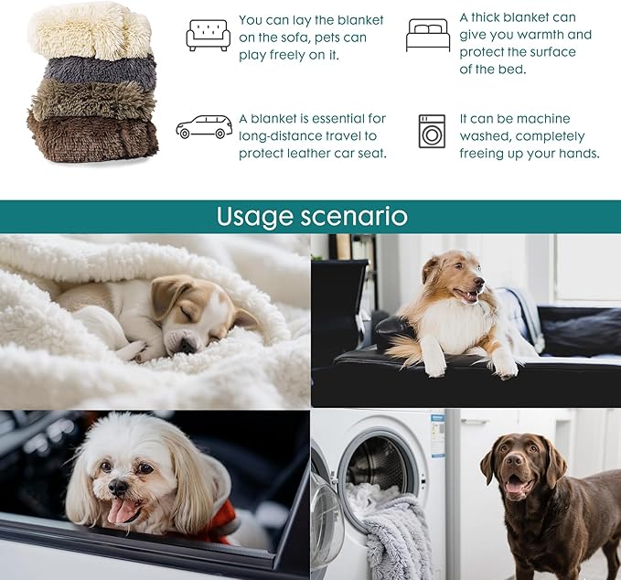 gogobunny Waterproof Dog Blanket for Large Dogs, Cats, Puppy, Reversible Faux Fur Pet Throw Blanket, Washable, Calming Furniture Protection for Sofa Bed (25x35 Inch (Pack of 1), Cream)