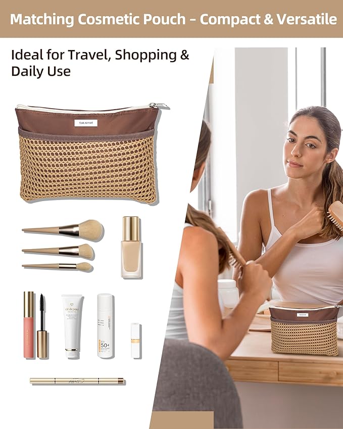 ToKismet Mesh Beach Tote Bag Packable,2026 New 2-in-1 Large Lightweight Foldable Beach Bags with Multiple Pockets for Women