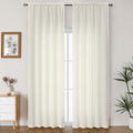 Lecloud Bessie Ivory Curtains 90 Inches Long 2 Panels, Rustic Light Filtering Faux Linen Curtains, Breathable Dual Rod Pocket Drapes for Bedroom Living Room Window Treatments, Each 50" W x 90" L
