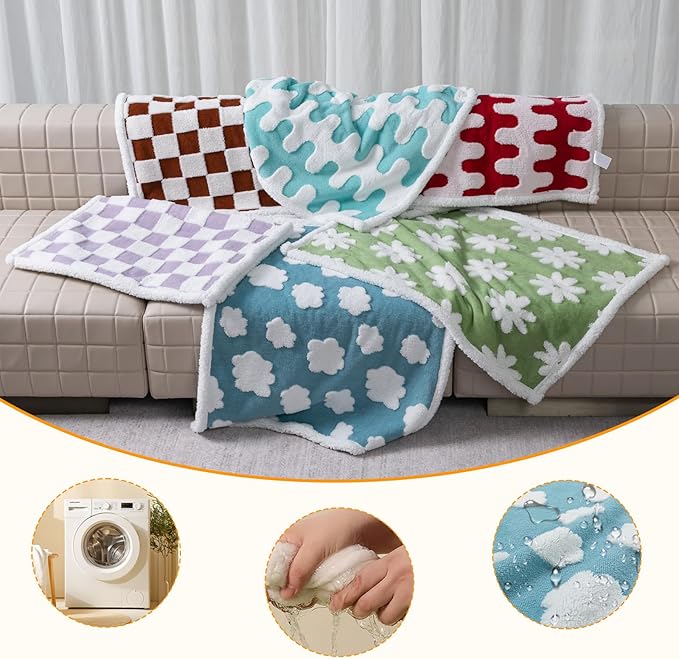 Maidewow Waterproof Pet Blanket,Dog Bed Covers Couch Sofa Stylish Jacquard Pets Throw Blankets for Puppy Cats Washable Reversible Furniture Protection Covers (Blue Cloud,S)