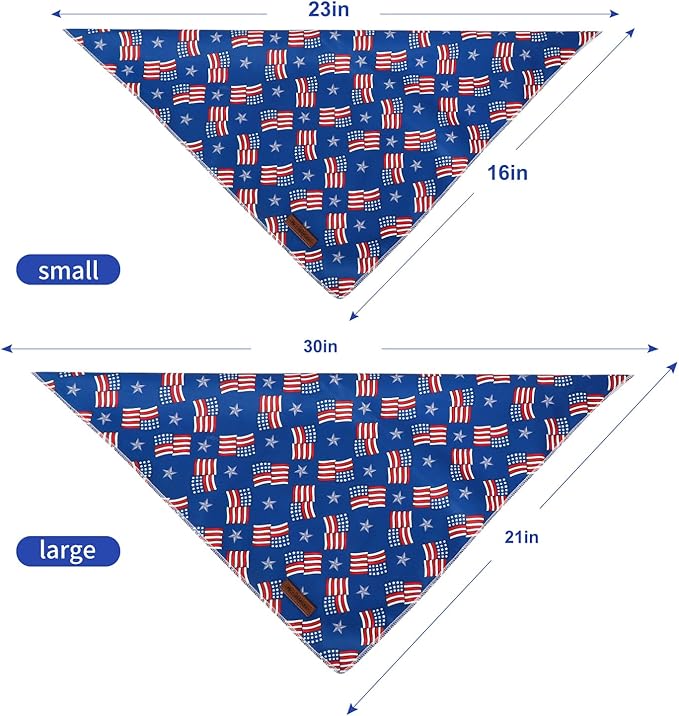 MR.CHUBBFACE American Flag Dog Bandana, 4th of July Cotton Bandana for Small Medium Large Dogs, Adjustable Pet Triangle Bibs Scarf