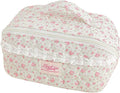 HiTotes Travel Makeup Bag Coquette Floral Cosmetic Bag Quilted Wide Open Lay Flat Toiletry Bag Cute Travel Makeup Pouch