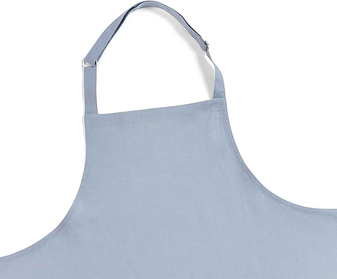 Solino Home 100% Pure Linen Apron for Women & Men - Full Midi Bib Apron Adjustable Neck Strap with Center Pockets for Kitchen