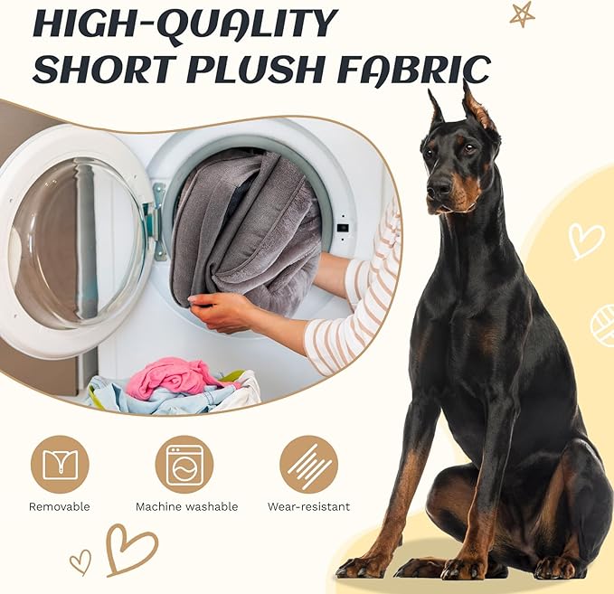 OUPEIWAWA Extra Large Dog Bed Orthopedic with Bolster Sides Removable Egg-Crate Foam Waterproof Liner Pet Bed Sofa Couch with Removable Washable Cover Non-Slip Bottom, Beige