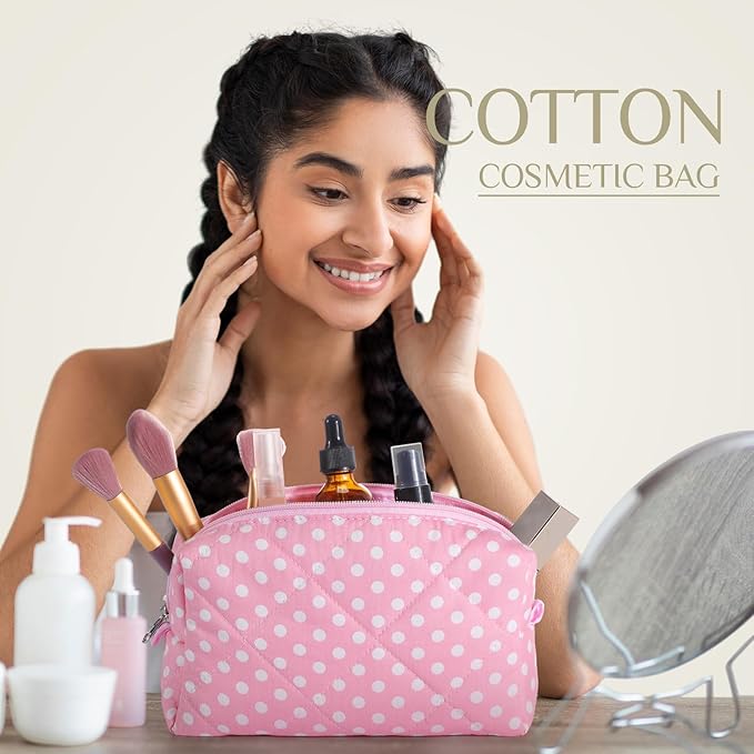 Paterr 10 Pcs Quilted Makeup Bag Bulk Cotton Floral Cosmetic Bag Women Girls Bridesmaid Gifts Cute Makeup Pouch Coquette Aesthetic Travel Toiletry Organizer(Gingham Floral,7.87 x 4.72 x 3.15 Inches)