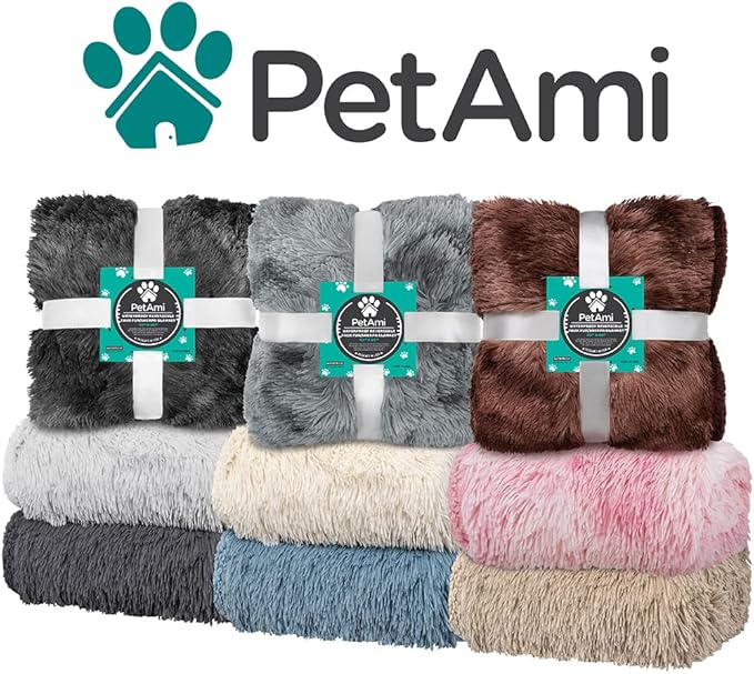 PetAmi Waterproof Dog Blanket for Large Dog, Calming Pet Blanket Bed Couch Cover Protector, Washable Sherpa Faux Fur Throw for Sofa Furniture Protection, Soft Fluffy 60x80 Tie-Dye Pink