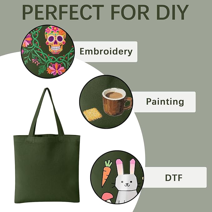 OKBA 10-Pack Blank Reusable Grocery Shopping Cloth Bags canvas tote bags Bulk DIY custom