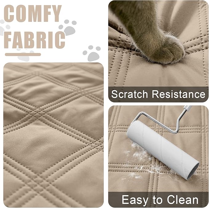 Smiry Waterproof Dog Bed Cover Blanket 40x70, Soft Reversible Pet Blanket, Washable Leakproof Cats Dogs Couch Cover for Sofa, Couch, Furniture, Lattice, Taupe/Beige