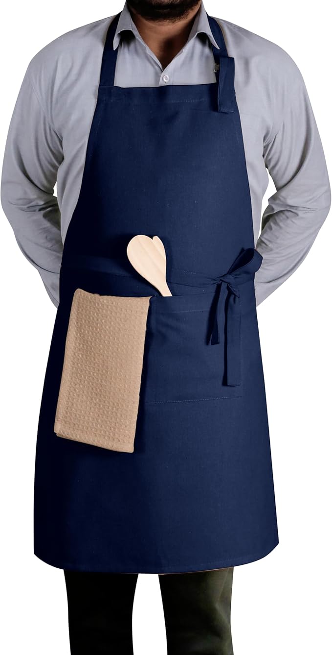 Native Fab Kitchen Apron 2 Pack - 100% Cotton Adjustable, Durable Apron with Pockets, Perfect for Cooking, Baking, Grilling