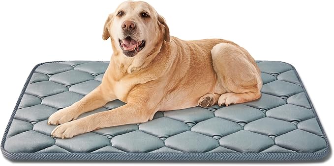 luckyvo Dog Crate Mats,Soft Kennel Pads Washable with Anti-Slip Bottom,Dog Kennel Pads for Sleeping,Pets Mattress Cat Dog Beds for Large Medium Dogs(41x27,Grey)
