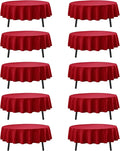 10-Pack Red Round Tablecloths, 90 Inches, Stain-Resistant Polyester for 4-5 Ft Round Tables - Washable Table Covers for Weddings, Banquets, Birthday Parties, Events