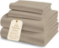 LANE LINEN 100% Egyptian Cotton Full Size Bed Sheets - 1000 Thread Count, Machine Washable Naturally Temperature regulating Sustaibable No Pill Fade Resistant Full Size Sheets Set Cotton- Taupe