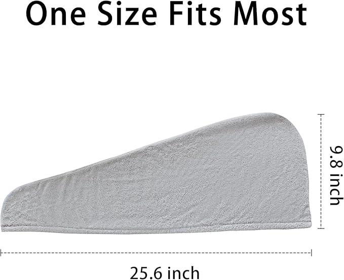 AGLIFEFY 2 Pack Microfiber Hair Towel Wrap for Women Super Absorbent Quick Dry Hair Turban for Drying Curly, Long & Thick Hair 10 inch X 26 inch Lightgrey+SkyBlue
