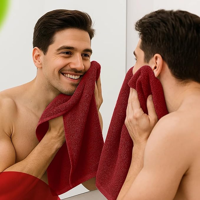 RIVERSIDE 6 Pack Premium Hand Towels Set, 16x28 inches, 100% Ring Spun Cotton, 600 GSM, Soft, Quick Dry and Highly Absorbent, Towels for Bathroom, Kitchen, Gym, Spa - Red