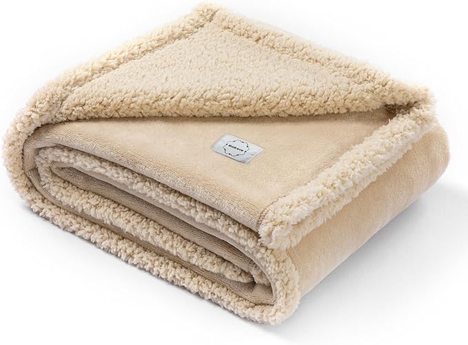 Maidewow Waterproof Dog Bed Cover 85x57in Pet Blanket for Big Dogs Reversible Pets Couch Blankets for Puppy Fluffy Cream Sherpa Fleece Sofa Leakproof Covers for Cat Warm Washable-XL