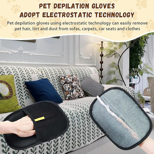 2PCS Pet Hair Removal Glove for Cats & Dogs,Electrostatic Pet Hair Removal Gloves,Reusable Pet Hair Removal Tool,Cat Grooming Gloves for Hair Removal for Couch, Furniture, Carpet, Curtain