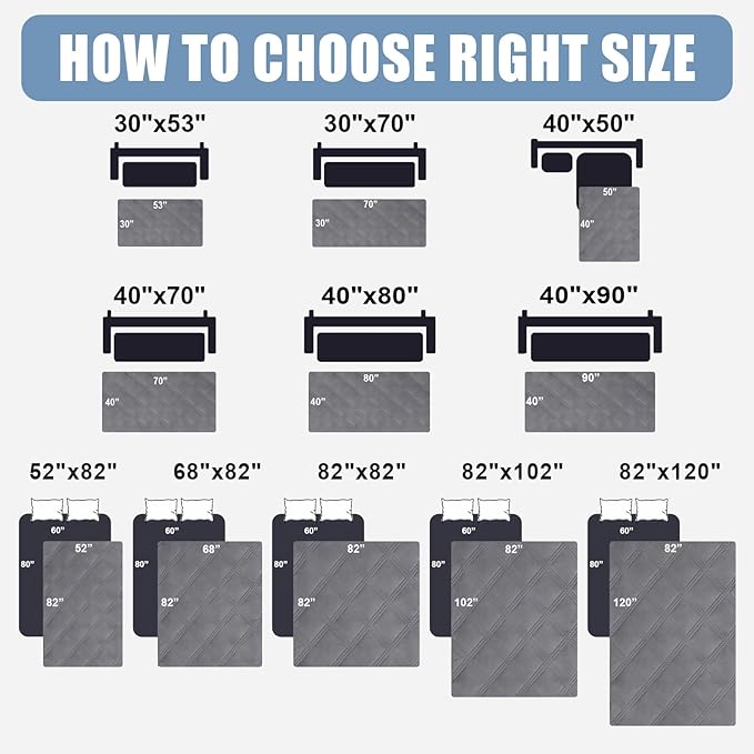 Smiry Waterproof Dog Bed Cover Blanket 40x70, Soft Reversible Pet Blanket, Washable Leakproof Cats Dogs Couch Cover for Sofa, Couch, Furniture, Lattice, Grey/Light Grey