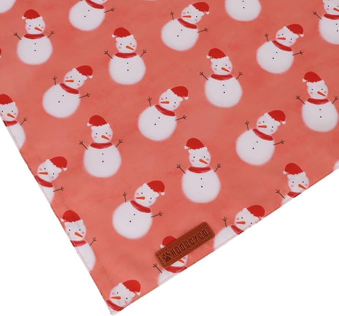 ADOGGYGO Dog Bandana Christmas Pet Scarf Bib Kerchief, Premium Durable Fabric, Red Green Santa Snowman Christmas Bandanas for Medium Large Dogs (Large)