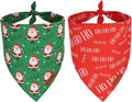 PTDECOR Christmas Dog Bandana, HOHO Santa Design Reversible Holiday Pet Scarf, Premium Durable Fabric, Red Green Triangle Christmas Bandanas for Small Dogs Pets (Small)