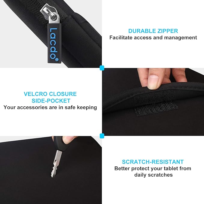 Lacdo Tablet Sleeve Case for 13 inch New iPad Pro M5 M4 2025-2024, 13 inch iPad Air M3 M2 2025-2024, 12.9" iPadPro 6 5 4 3 2022-2018 with Magic Keyboard and Smart Keyboard Folio Protective Bag, Black