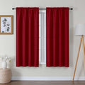 Lecloud Bessie Red Christmas Curtains 63 Inch Length 2 Panels, Privacy Faux Linen Breathable Light Filtering Curtain, Rustic Dual Rod Pocket Window Drapes for Bedroom Livingroom, Each 40" W x 63" L