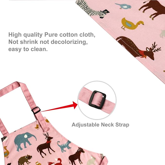Jennice House Kids Aprons, Cotton Children Aprons with Adjustable Neck Strap Child Chef Aprons