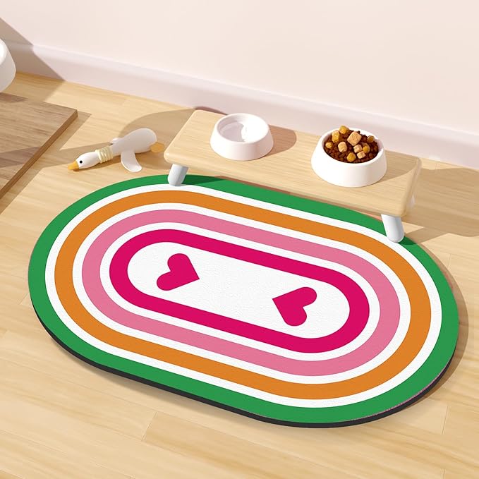 METEOROCK Large Pet Feeding Mat – 28''x17'' Absorbent Dog Mat for Food and Water, Easy Clean Cat Dog Water Bowl Mat, Non-Slip Pet Water Mat Protect Floor, Fit with Automatic Feeders and Double-Bowl