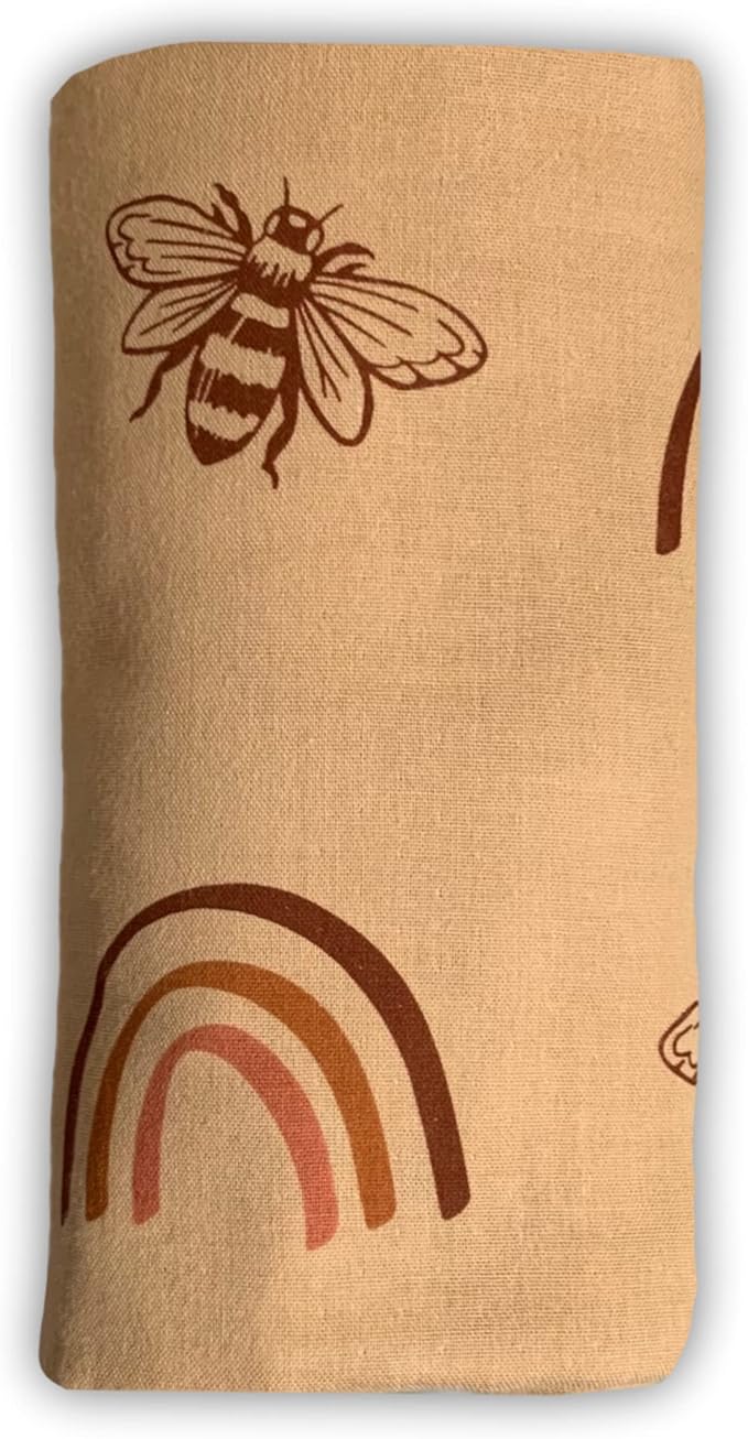 Leyl&Ari Muslin Baby Swaddle Blanket 100% Organic Cotton Receiving Wrap (Rainbow & Bee)