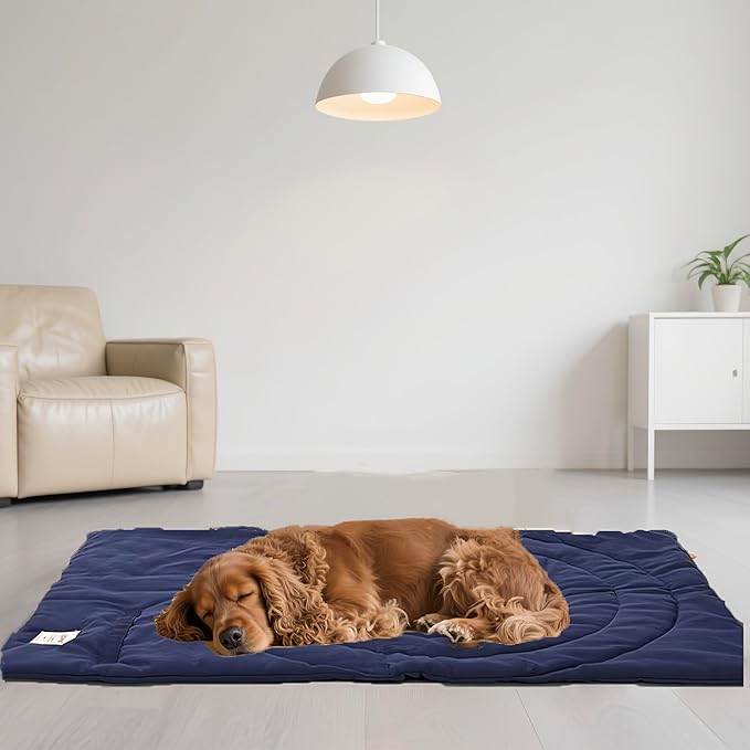 Travel Dog Bed | Camping Dog Bed | 37.4"x25.6" Waterproof Outdoor Dog Mat | Portable Place Mat for Dogs with Handle | Machine Washable | Easy Clean for Outdoor Adventures (Green)